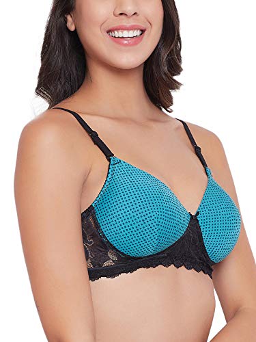 Image of Clovia Women's Polyamide Padded Non-Wired Full Cup Dot Print T-Shirt Bra