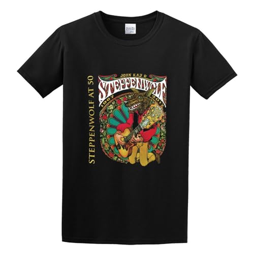 Photo de Adult T-Shirts Steppenwolf Band at 50 John Kay Logo Black XL