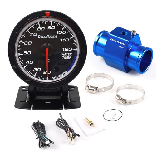 60mm 車用デジタル水温計 20-120℃ 水三通アダプター付き 1/8NPTセンサー 取付簡単 (34mm)