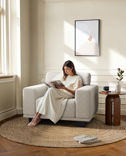 Image of Amada 40 inch Oversized Accent Sofa Chair, Modern Armchair with Deep Seat, Comfy Upholstered Large Reading Chair with Removable Washable Covers for Living Room & Bedroom Office, White