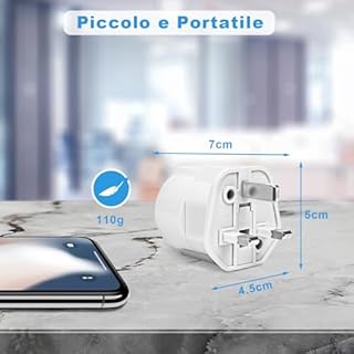 Towkom Adattatore Presa Inglese - 2 pezzi Adattatore Presa Inglese a Spina Italiana, Adattatore Spina Inglese 3250W con fusibile da 13A, Adattatore UK per Regno Unito, Irlanda, Dubai, Maldive (Tipo G)