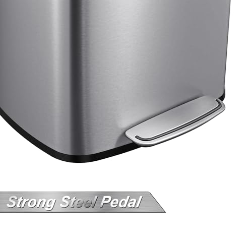 Caneca de basura rectangular de acero inoxidable GarveeHome 50 L miniatura 6