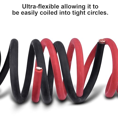 Image of 1 /0 Gauge Welding Cable,iGreely 1 /0 AWG Pure Copper Battery Welding Wires for Auto Solar Generator,5pcs of 5 /16 inch inch& 5pcs 3 /8 inch inch Copper Lug Terminal Connector with Heat Shrink Tubing 5Ft Black+5Ft Red