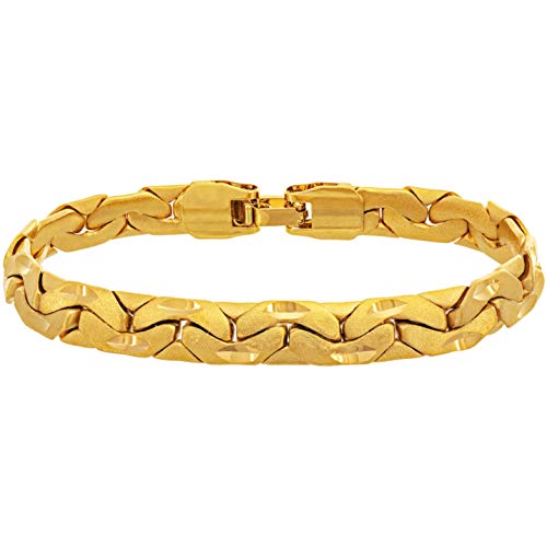 LIFETIME JEWELRY 7.5mm Brushed Riccio Bracelet 24k Gold Plated for Women and Men3