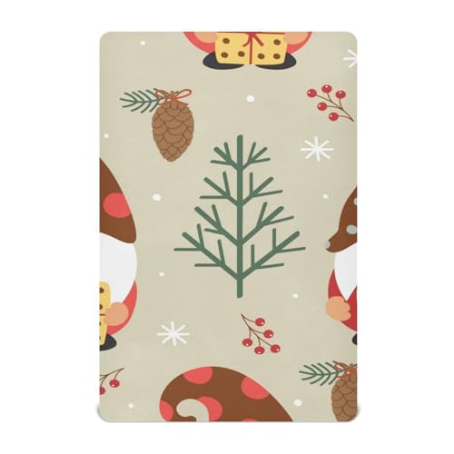 Moudou Christmas Gnome Playard Sheet for Boy Girls, Soft Breathable Fitted Toddler Sheet for Standard Playard Bed Mattress, 39 x 27 x 5 Inch