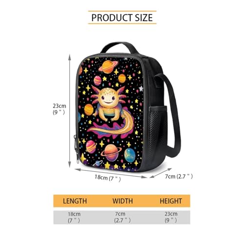Talayituse Axolotl Star Planet Print Backpack Sets for Kids 4 in 1 Primary Schoolbag Lunch Bag + Pencil Case + Water Bottle Sleeve, Durable Bookbag Travel Daypack School Bag for Girls Boys4