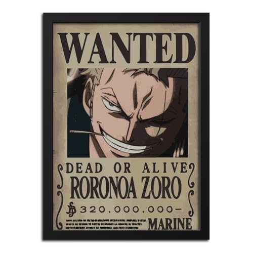 Image of inspire TA RORONOA ZORO Poster One Piece Anime Quotes Painting Wall Frame, Wall Art Laminated Poster With Black Frames (12 X 9 INCH)