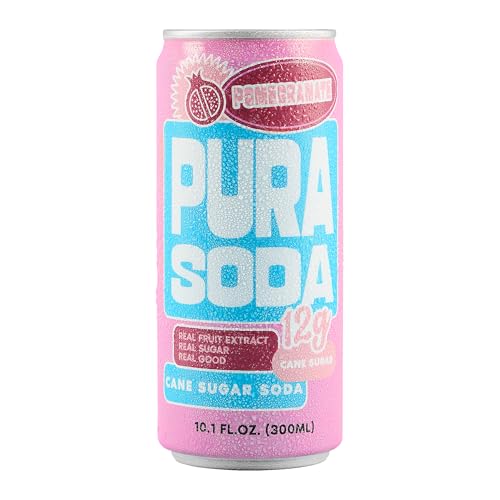 Image of PuraSoda Pomegranate - 12g Pure Cane Sugar Soda, 10 Fl Oz, Pack of 12