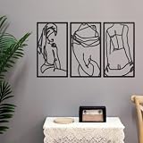 Moderne minimalistische Wanddekoration, abstrakte Linienkunst, Wanddekoration, Frauenkörperform, Kunstdruck, Dekor, Linienzeichnung, Metall-Wandkunst für Wohnzimmer, Schlafzimmer, Wand, Schwarz,