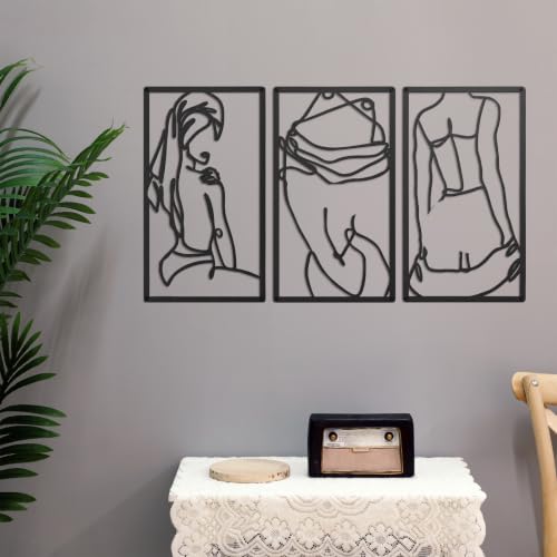 Peryiter 3 Pcs Abstract Metal Line Art Woman Body Artwork