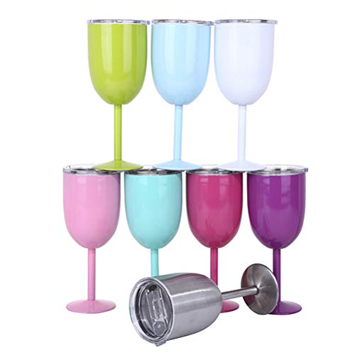 Copos de vinho de aço inoxidável com isolamento térmico de parede dupla, taça de vinho branco e tint