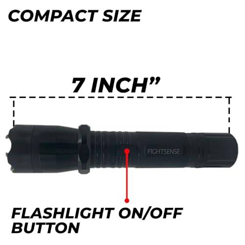 Fightsense Heavy Duty Flashlight Stun Gun for Women Self Defense - Rechargeable Batteries - Bright LED Flashlight with Three Modes for Men Or Women (Black)