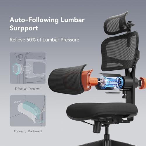 Image of Newtral Ergonomic Office Chair - Home Office Desk Chair, Big and Tall Office Chair, Auto-Following Lumbar Support for Back Pain, Adjustable Seat Depth and Height (No Foot Rest + No Laptop Tray, Black)