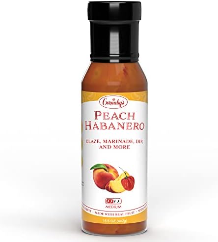 Cornaby’s Peach Habanero Spicy Sauce (14.9 oz.) Pack of 1 | Perfect Combination of Fruity and Spicy | Grilling Sauce for Chicken, Steak, Burgers, Fish, or Ribs | All-Natural, Vegan & Gluten-free