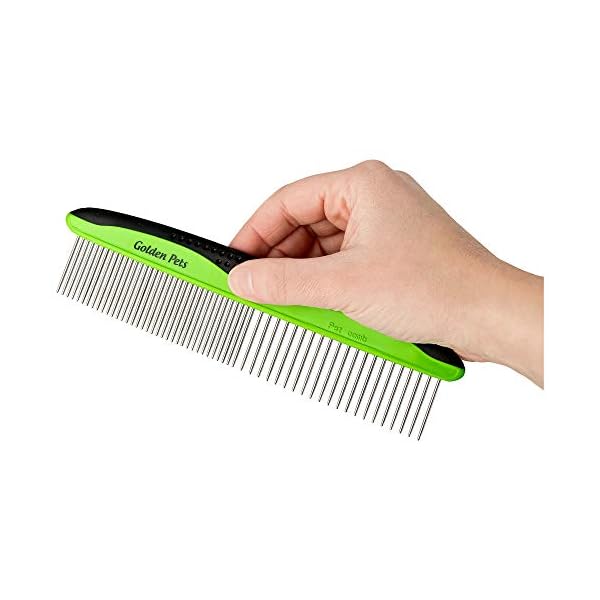 Golden Pets Kamm-Set I Hunde- & Katzenbürste mittel bis langhaar geeignet I Kleine - große Haustiere I Einfache Reinigung I + Gratis Pflegehandbuch – Bild 4