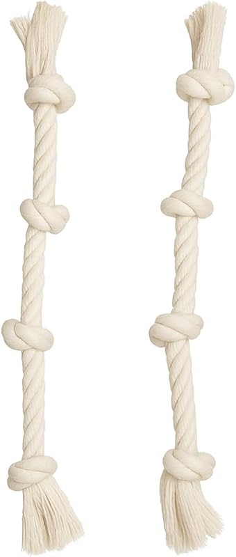 Paquete de 2 juguetes de cuerda para perros de 20 pulgadas de alta resistencia para masticadores fuertes – Juguete para tirar y masticar de 4 nudos para perros medianos y grandes – Seguro, interior y exterior, juguete de juego dental de algodón lavable