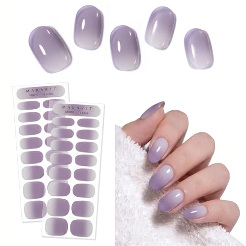 Makartt 16-Size Semi-Cured Gel Nail Strips, UV Required, Lavender Ombre