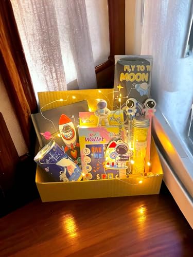 Image of Space theme Goody Box Combo Party Favor Supplies astronaut Return Gift Kids - Diary Mini Pocket Notebook with Pen Cute Keychain, Pouch & wallet