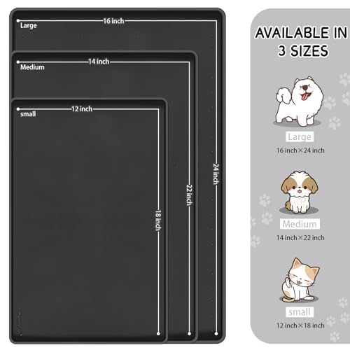 image for MateeyLife Silicone Cat & Dog Food Mat for Floors Waterproof, Anti-Sli