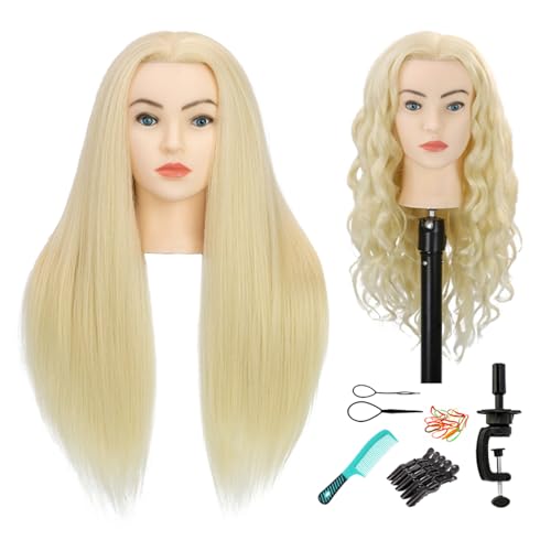 2834 mannequin head with human hair light blonde 80 real hair blue eyes styling practice mannequin head doll head for cosmetology amp hairdresser with free clamp stand and tools613