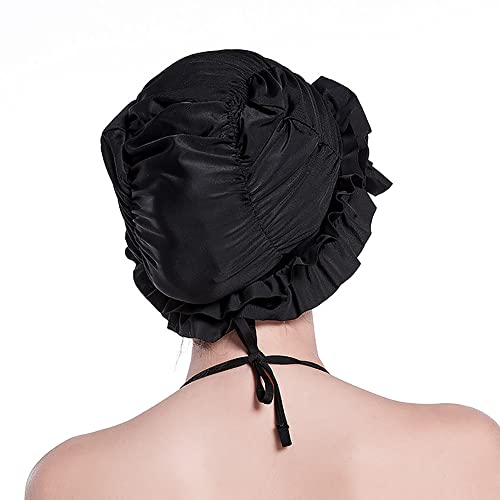 IBLUELOVER Women Pleated Swimming Cap Long Hair Swim Cap Vintage Floral Turban Bath Cap Mob Hat Ear Protection Elastic Shower Cap Soft Chemo Sleep Hat For Long Short Hair Weaves Curls Afros - Image 2