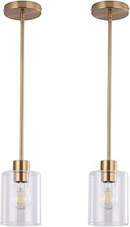 Brass Pendant Lights Kitchen Island,Modern Farmhouse Clear Glass Pendant...