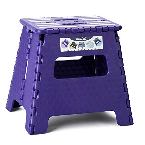 Delxo Folding Step Stool 13 inch Plastic Folding Stool,Kitchen Step Stool,Non Slip Foldable