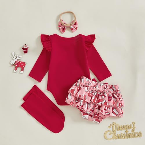 Baby Girl Christmas Outfit Cute Newborn Outfits 4 Piece Sets - image 5
