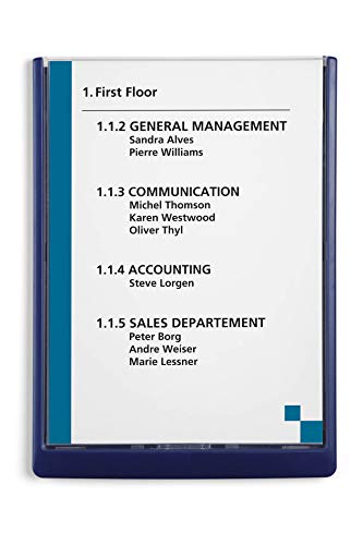 Durable Click Information Sign A4 Portrait Dark Blue | Door & Wall Sign | Includes Fittings | Ideal for Offices, Hotels, Public Buildings, etc