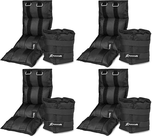 Image of ProsourceFit Ankle, Wrist, Arm, and Leg Weights for Men and Women, Set of 2, 5lb each, Black (Pack of 4)