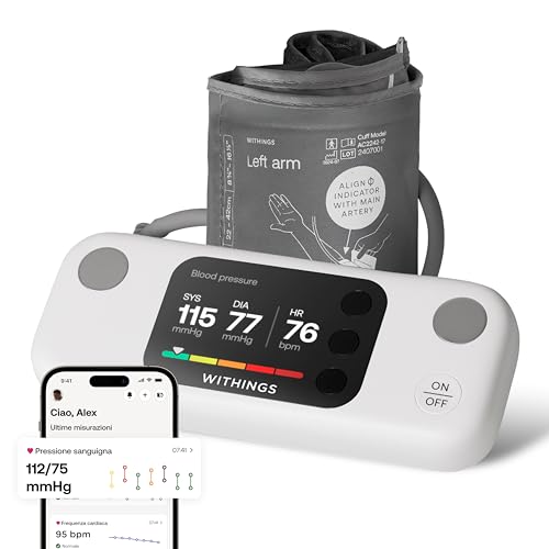 Withings BPM Vision – Misuratore Pressione Braccio Connesso, ECG - Misura 2-in-1: Pressione + ECG - Sync Wi-Fi & Bluetooth - iOS & Android