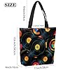 VQUVQV Retro Cds Vintage Musical Canvas Tote Bag for Women, Large Shoulder Bags with Zipper and Pockets, Reusable Canvas Bag for College School Work Travel Shopping #1