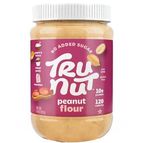 Tru-Nut Farine de Cacahuete - Sans sucre ajouté - Idéale pour la cuisine pauvre en glucides et le porridge - Riche en protéines et en fibres - Farine fine et grillée - Sans gluten - 397 g