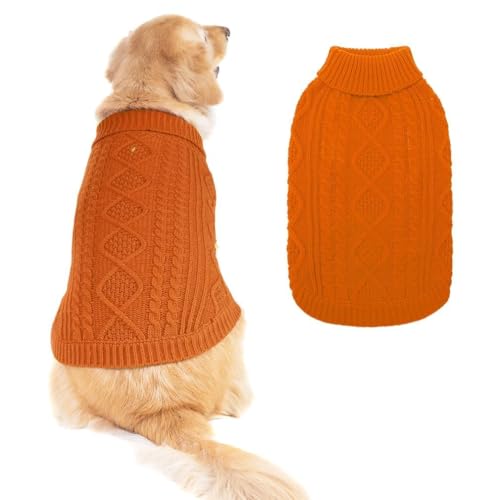 Image of BINGPET Dog Sweater for Large Dogs, Turtleneck Knitted Clothes