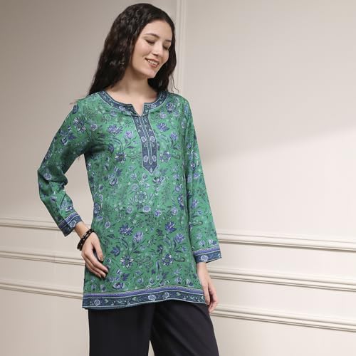 Image of BIBA Women's Polyester Printed Straight Kurti