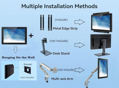 Image of 12.1 Inch Open Frame Capacitive Touchscreen Monitor - 1024x768 XGA 4:3 LCD Display with HDMI VGA and IK09 IP65 - for Industrial Automation POS Kiosk ATM HMI and 10-Point Touch Digital Signage