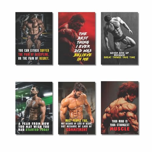 Image of MELDORA STUDIOS Inspirational Gym Posters for Room & Home Decor, Motivational Quotes Wall Art, Fitness, Body Building Posters for Office, Study, Boys Room (set of 8, 12x18 inch)
