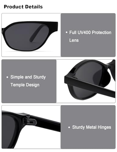 Retro Cat Eye Sunglasses for Women Small 90s Style Vintage Look Trendy Narrow Skinny Frame 2-Pack3