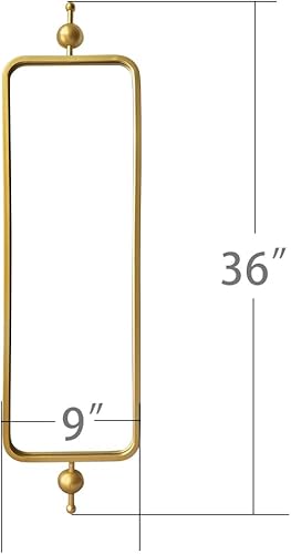 Miniatura 2 de Espejo arqueado dorado para decoración del hogar en espacios estrechos, marco rectangular de metal con esquinas redondeadas espejo para sala de