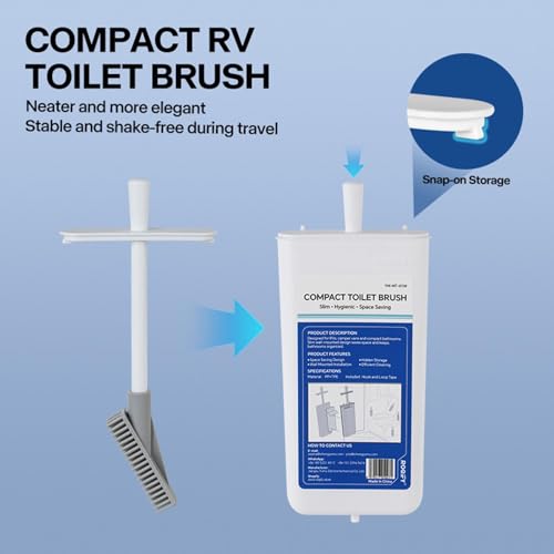 Brosse cuvette WC camping-car portable et retractable avec fixation murale