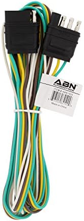 ABN Trailer Wire Extension, 8ft, 4-Way 4-Pin Plug Flat 20 Gauge – Hitch Light Trailer Wiring Harness Extender