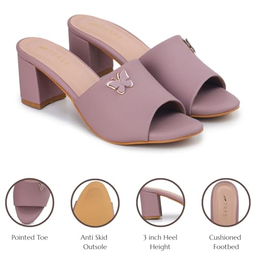 Image of TRASE Women's Slip-On Block Heels Sandals| Fashionable Sandals for Women & Girls | Light weight, Soft Footbed, Comfortable & Stylish - (47068)