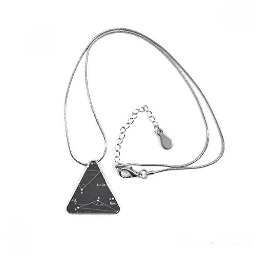 Pendentif triangle mathématique avec chaîne robuste gris angle