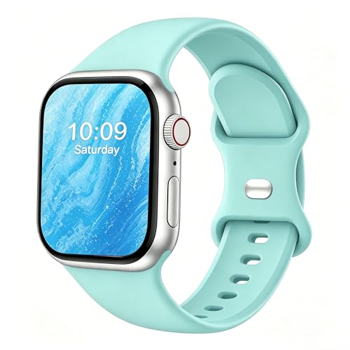 Image of Sport Bands Compatible with Apple Watch Band Women Men 40mm 38mm 41mm 42mm 44mm 45mm 46mm 49mm ,Soft Wristband Waterproof Replacement Strap for iWatch Bands Series 11 10 9 8 7 6 5 4 3 2 1 SE Ultra Tiff Blue