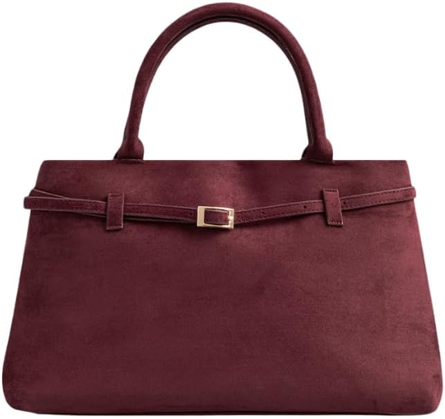 Base’ic Women’s Suede Tote Bag with Gold Hardware – Trendy Slouchy Shoulder Hobo Satchel Handbag Work Purse Travel Gift