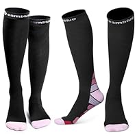 CAMBIVO Compression Socks for Women & Men 2 Pairs, Flight Socks Compression Stockings Running Socks for Calf & Ankle Support, Sports, Flying, Maternity Pregnancy, Nurses, Travel