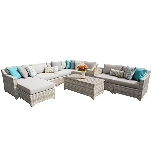 TK Classics FAIRMONT-10b 10 Piece Outdoor Wicker Patio Furniture Set