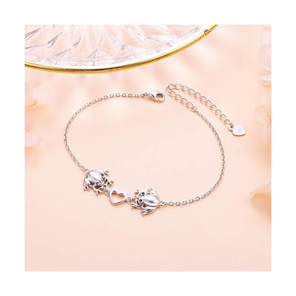 S925 Sterling Silver Frog Heart Anklet Ankle Foot Bracelet for Women