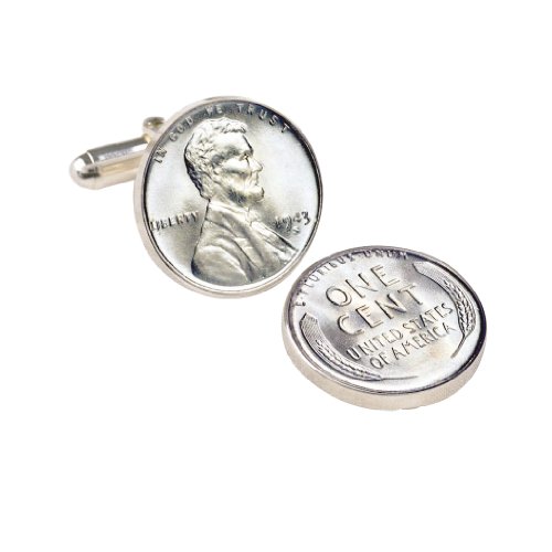 Mancuernillas con Moneda Lincoln Acero 1943 para Hombre miniatura 1