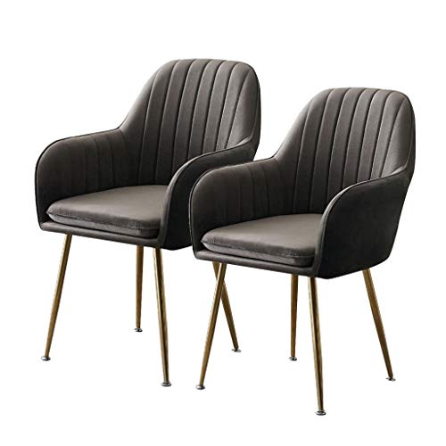 SJIALEN Kitchen Dining Chairs,Counter Lounge for Dining and Living Room Chairs Plating Leg Velvet Reception Chair Kitchen Chair (Color : Dark Gray)